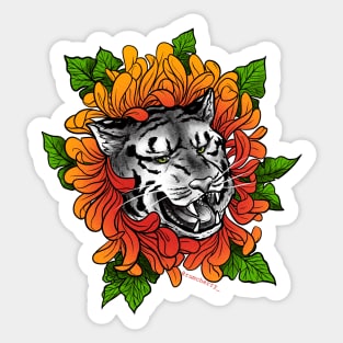 tiger + flower Sticker